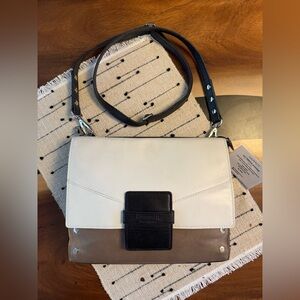 Hammit Cream, Black & Taupe Joe Crossbody Bag